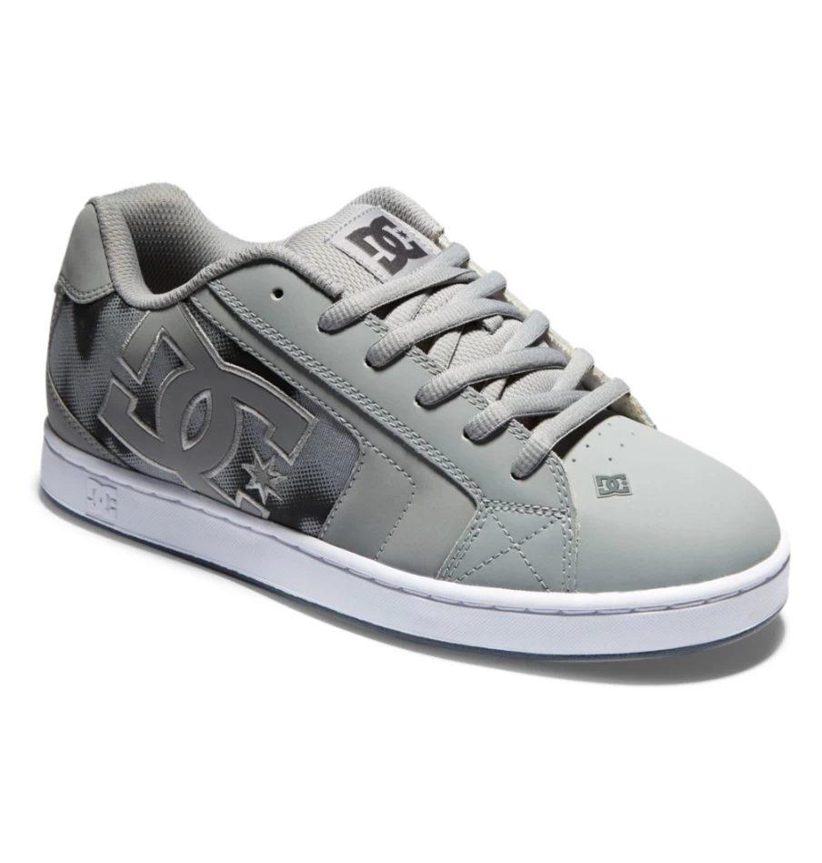 DC Shoes Men's Grey Rinse Net Sneakers - Breathable Mesh Athletic Shoes
