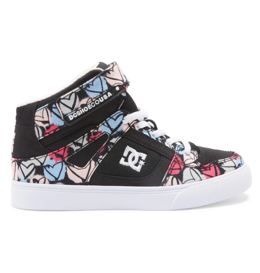DC Shoes Kids' High Elastic Lace-Up Sneakers in Black/Multi - Flexible & Durable for Active Children