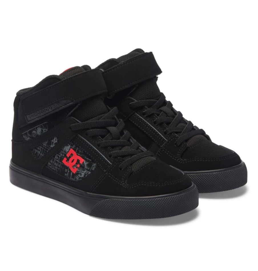 DC Shoes Pure Hi High-Top Star Wars Kids Sneakers in Black/Red/Black