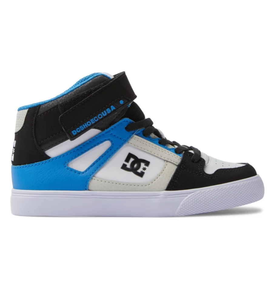 DC Shoes Kids' Black/Blue High-Top Sneakers with Elastic Waist & Lace Detail - High Elasticity for Active Children