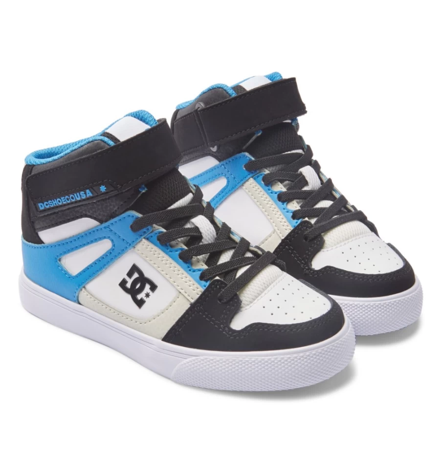 DC Shoes Kids' Black/Blue High-Top Sneakers with Elastic Waist & Lace Detail - High Elasticity for Active Children
