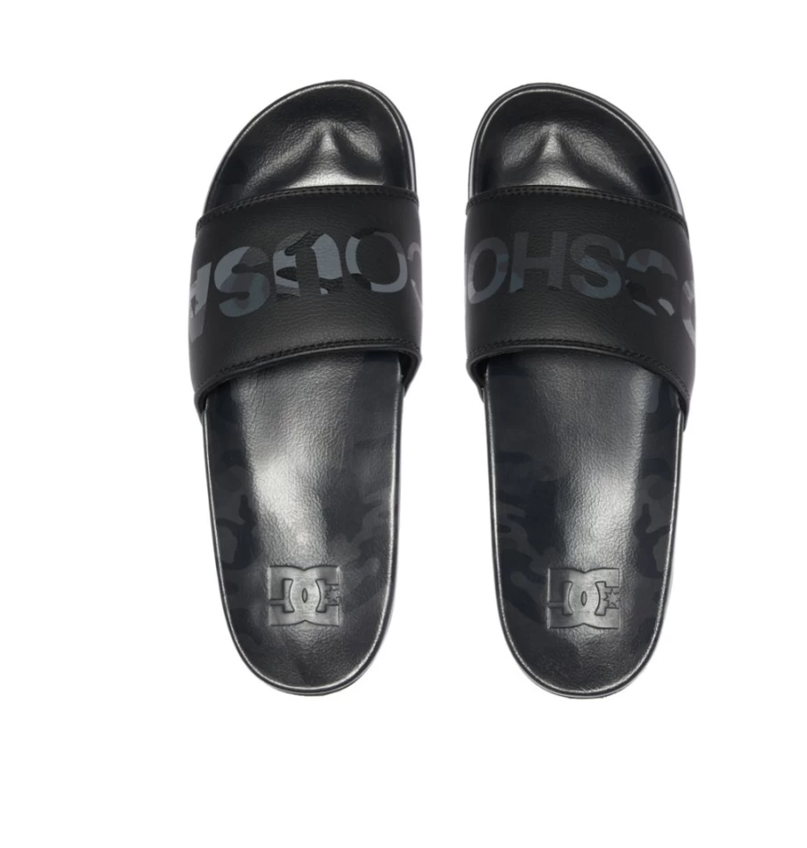 Men's DC Shoes Slides - Black/Camo Comfortable Sandals for Men