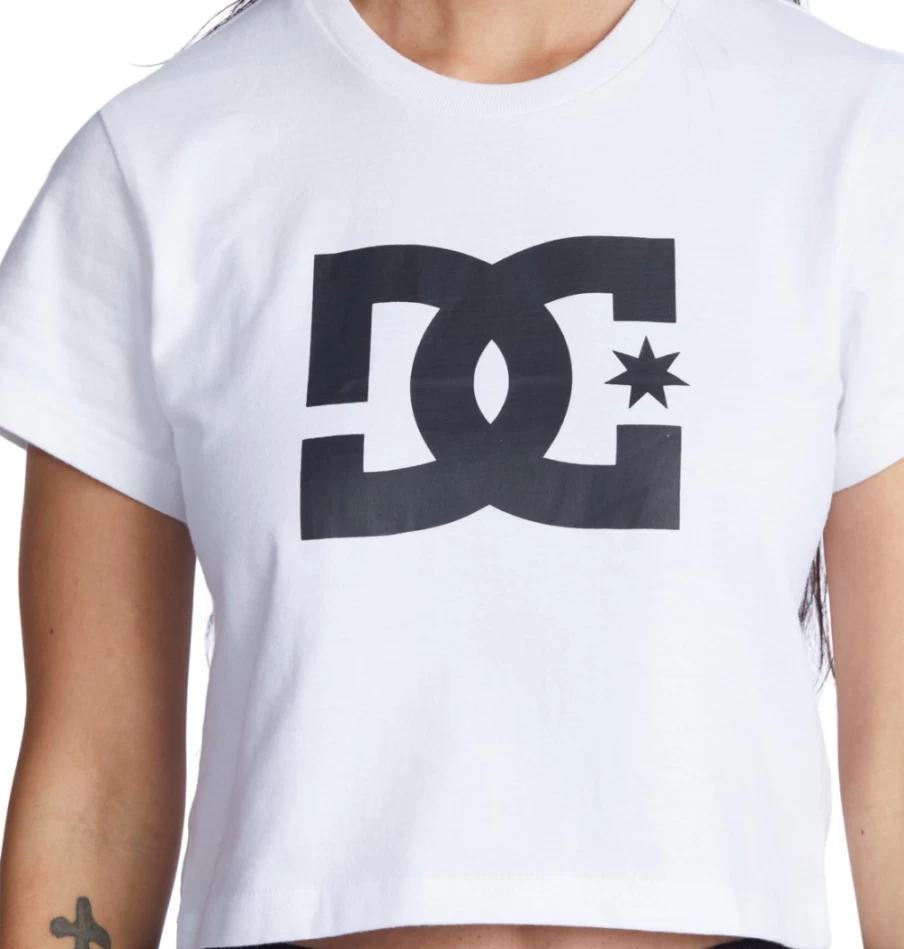 Women's DC Shoes White Star Graphic Cropped T-Shirt