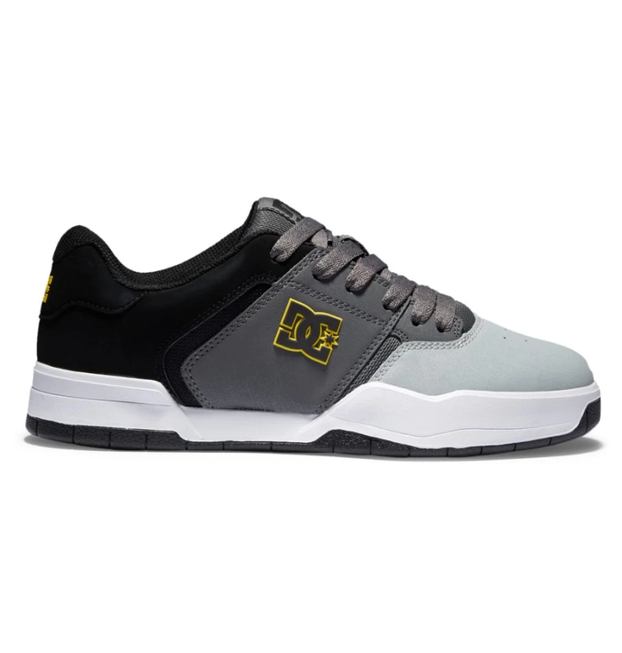 DC Shoes Men's Central Skate Shoes - Black/Grey/Yellow for Men's Street Style & Performance