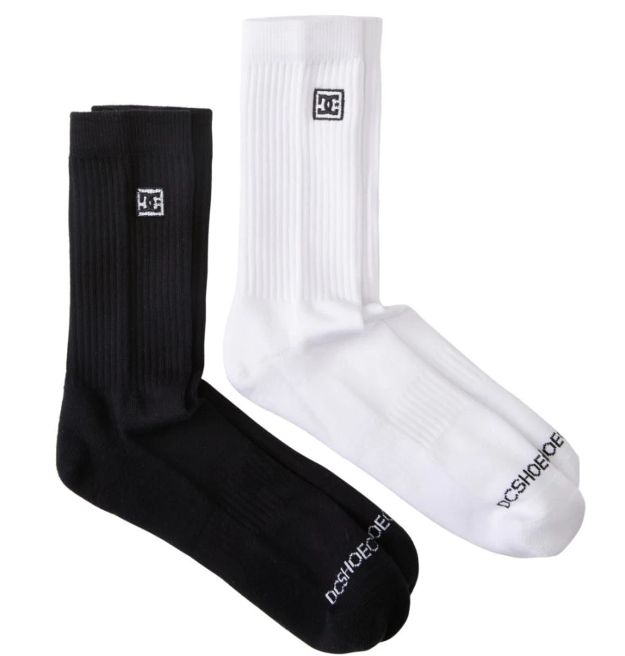 Men's DC Shoes White Crew Socks 2-Pack - Comfortable Athletic Socks for Men