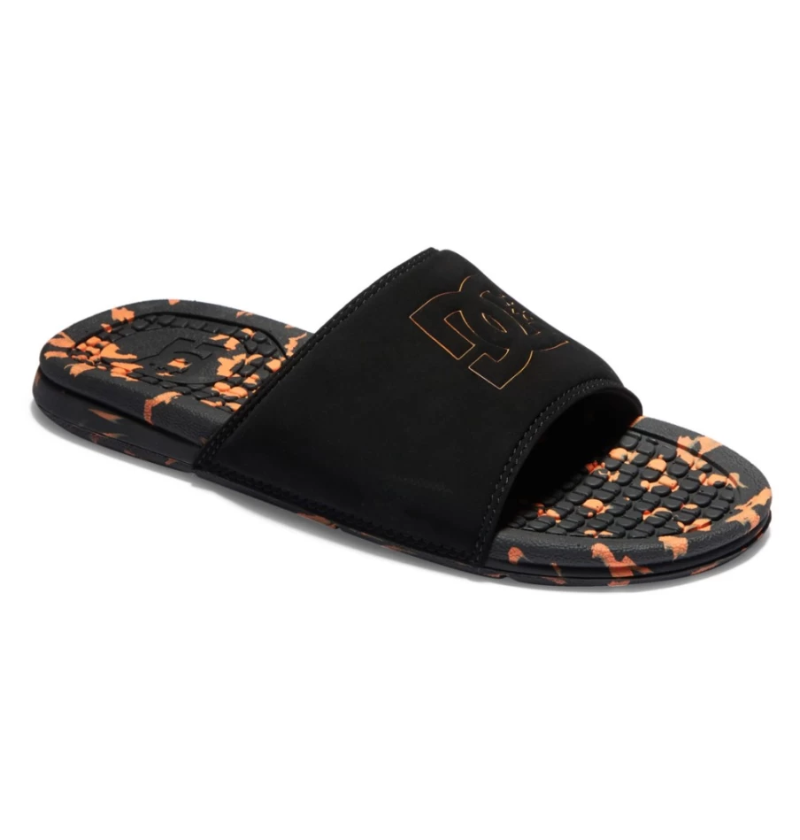 DC Shoes Men's Bolsa Slides - Black/Orange Comfortable Casual Sandals