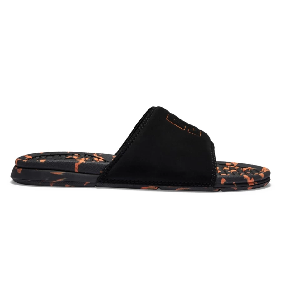 DC Shoes Men's Bolsa Slides - Black/Orange Comfortable Casual Sandals