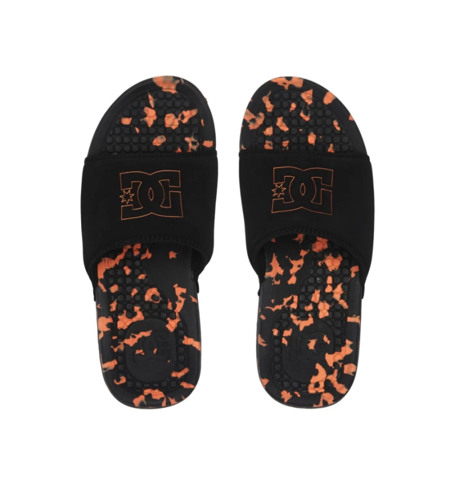 DC Shoes Men's Bolsa Slides - Black/Orange Comfortable Casual Sandals