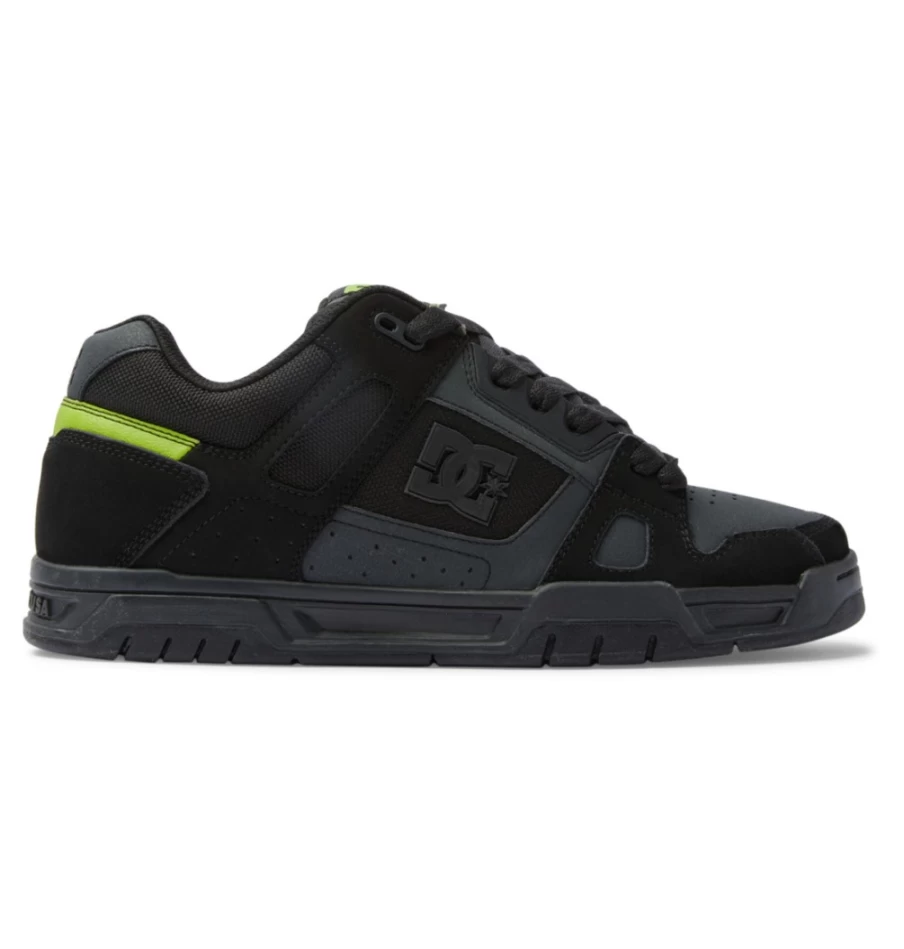 DC Shoes Men's Stag Sneakers in Black & Lime Green - Casual Skate Shoes